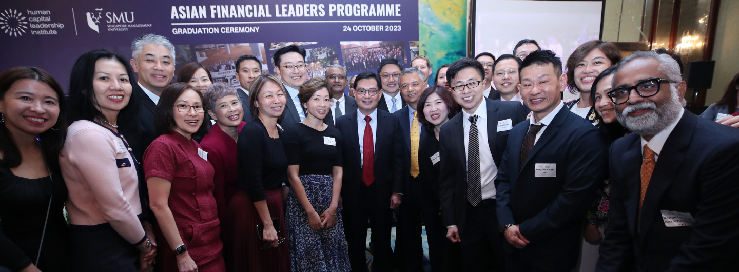 Group of people at the Asian Financial Leaders Programme graduation ceremony.